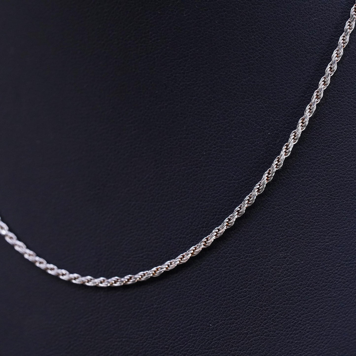 16”, 2mm, vintage Sterling silver handmade necklace, 925 diamond cut rope chain