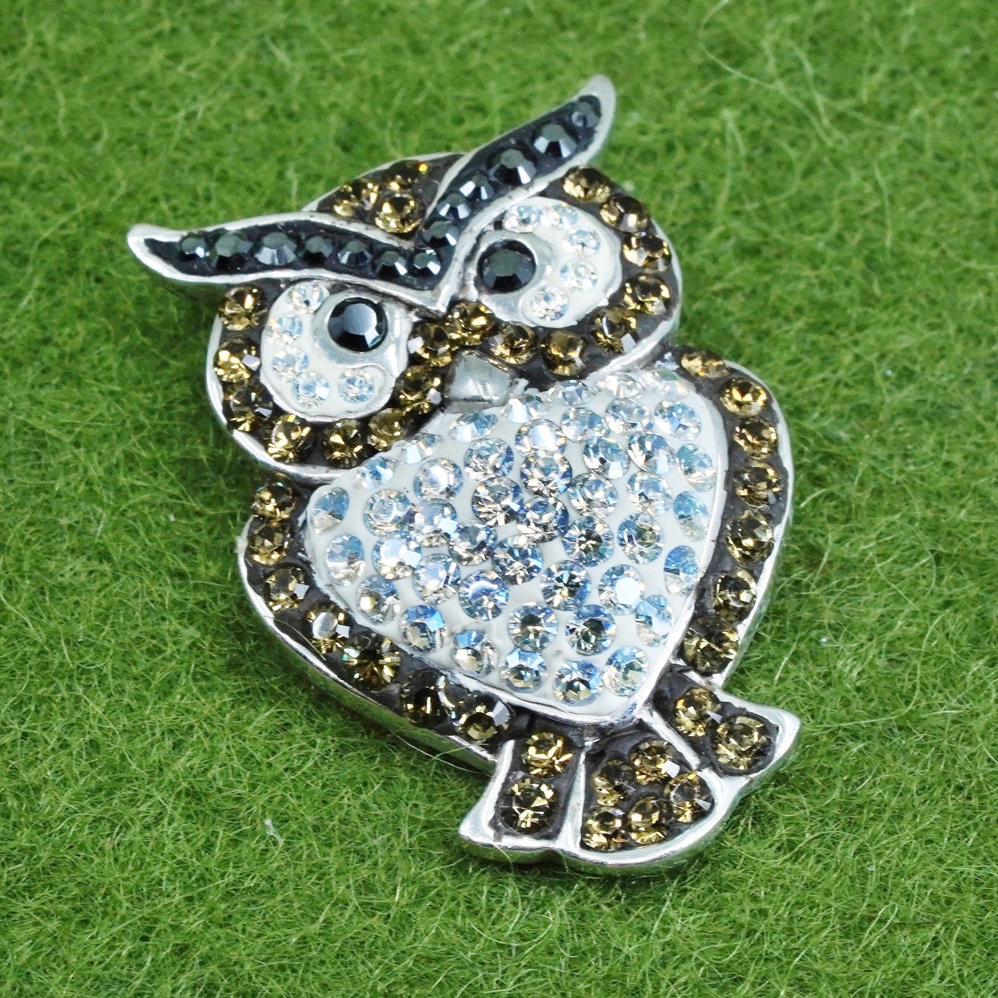 Vintage Sterling silver handmade pendant, 925 owl with cluster crystal