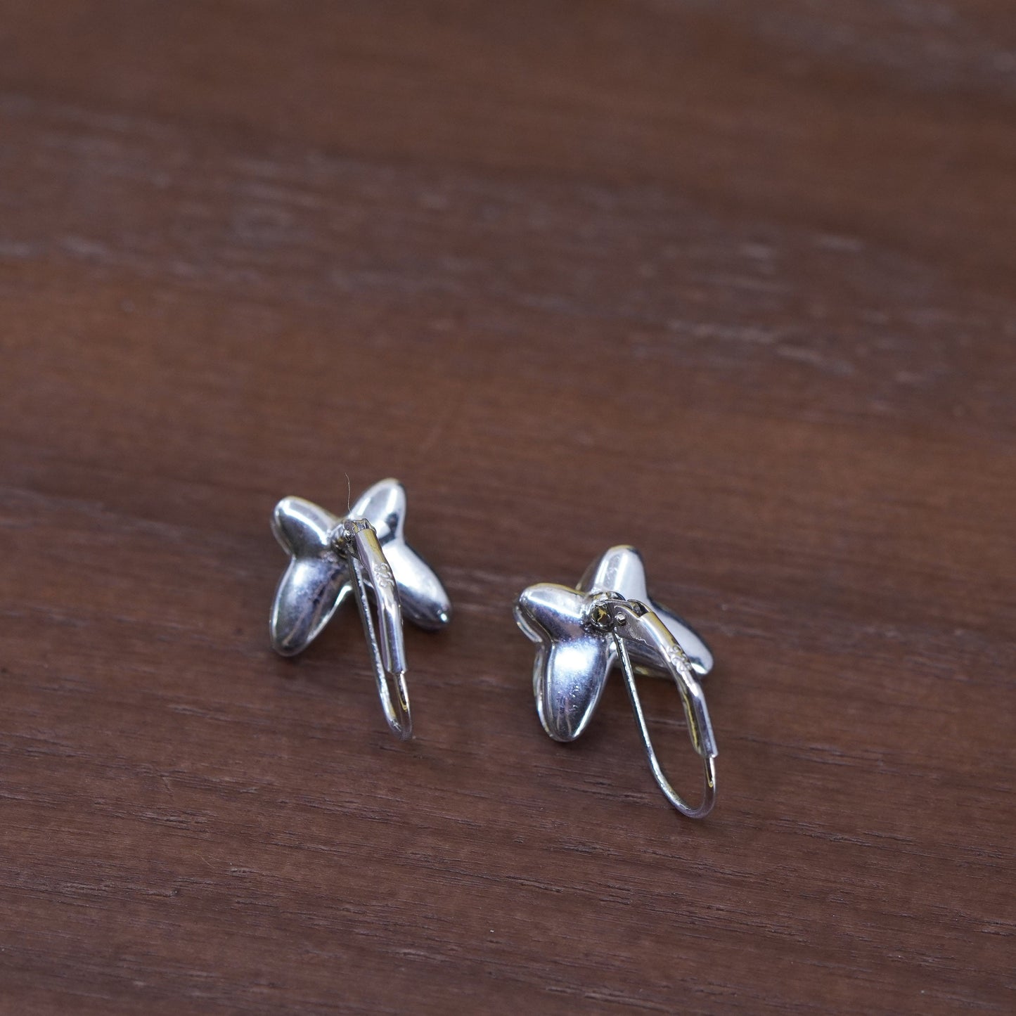 Vintage Sterling silver handmade earrings, 925 butterfly with crystal