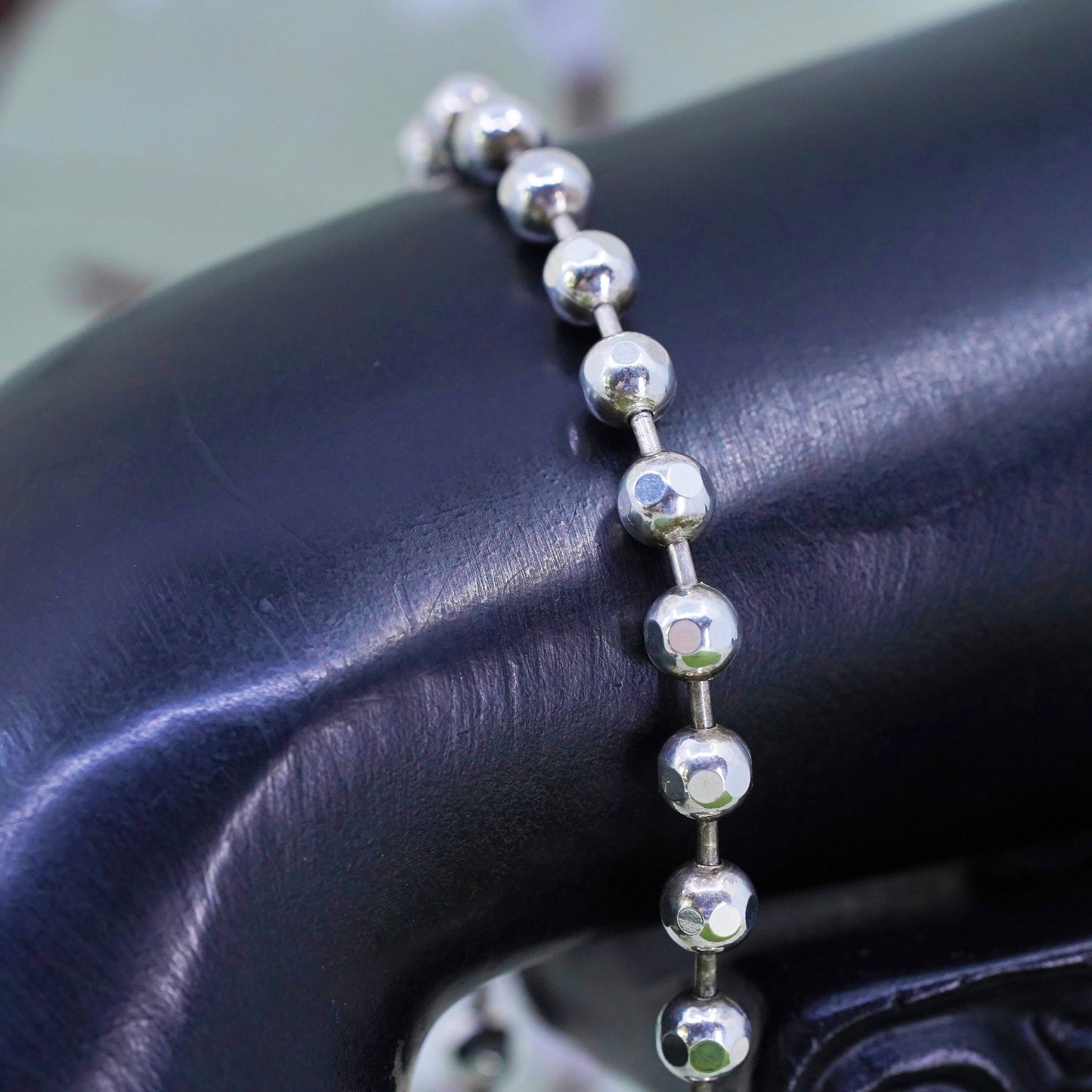 7.25” 5mm, Vintage sterling silver bracelet, 925 5mm bead chain