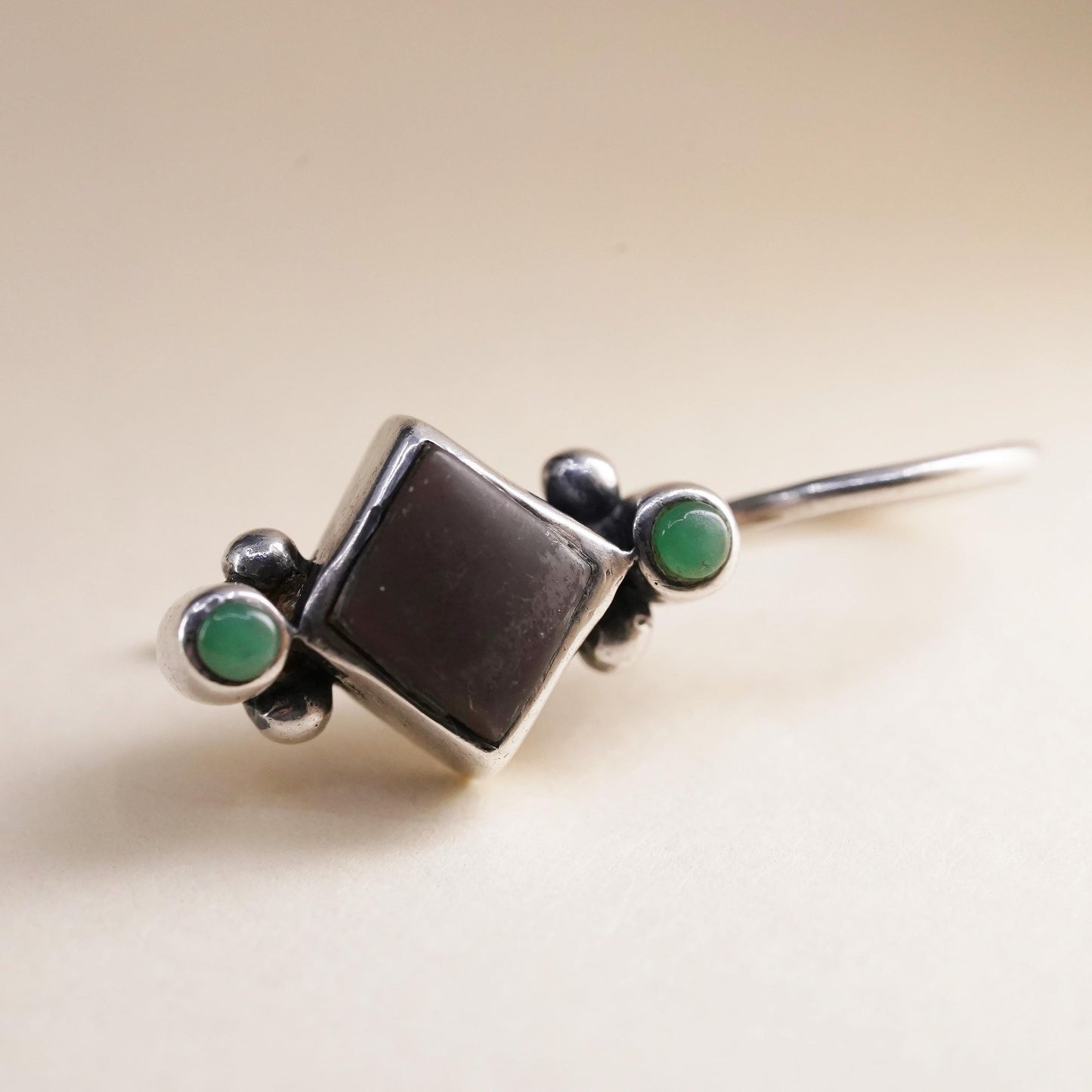 Vintage Peyote Bird sterling 925 silver single earring with abalone turquoise