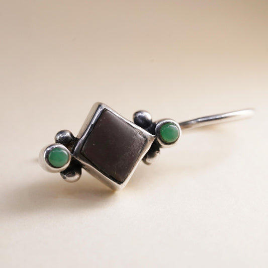 Vintage Peyote Bird sterling 925 silver single earring with abalone turquoise