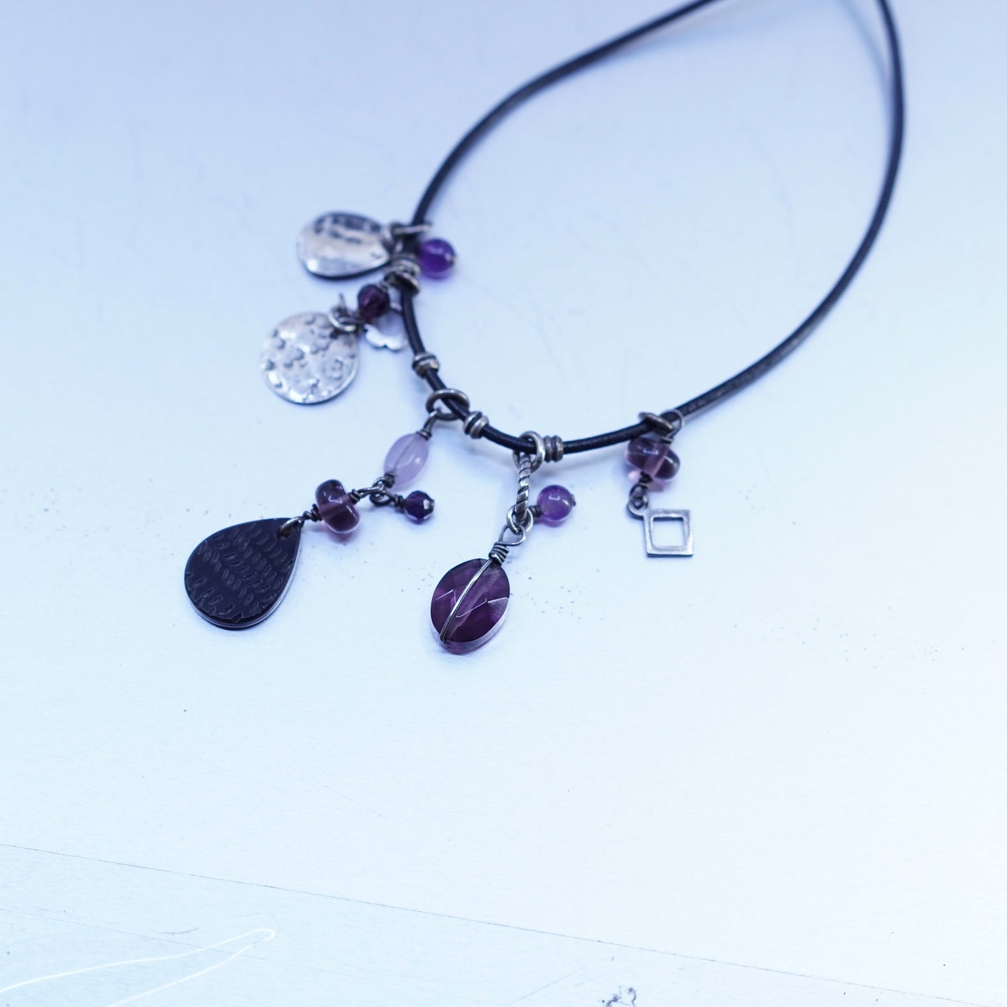 18+2”, Silpada N1788 Amethyst, Shell, Sterling 925 Silver, Cha-Cha Necklace