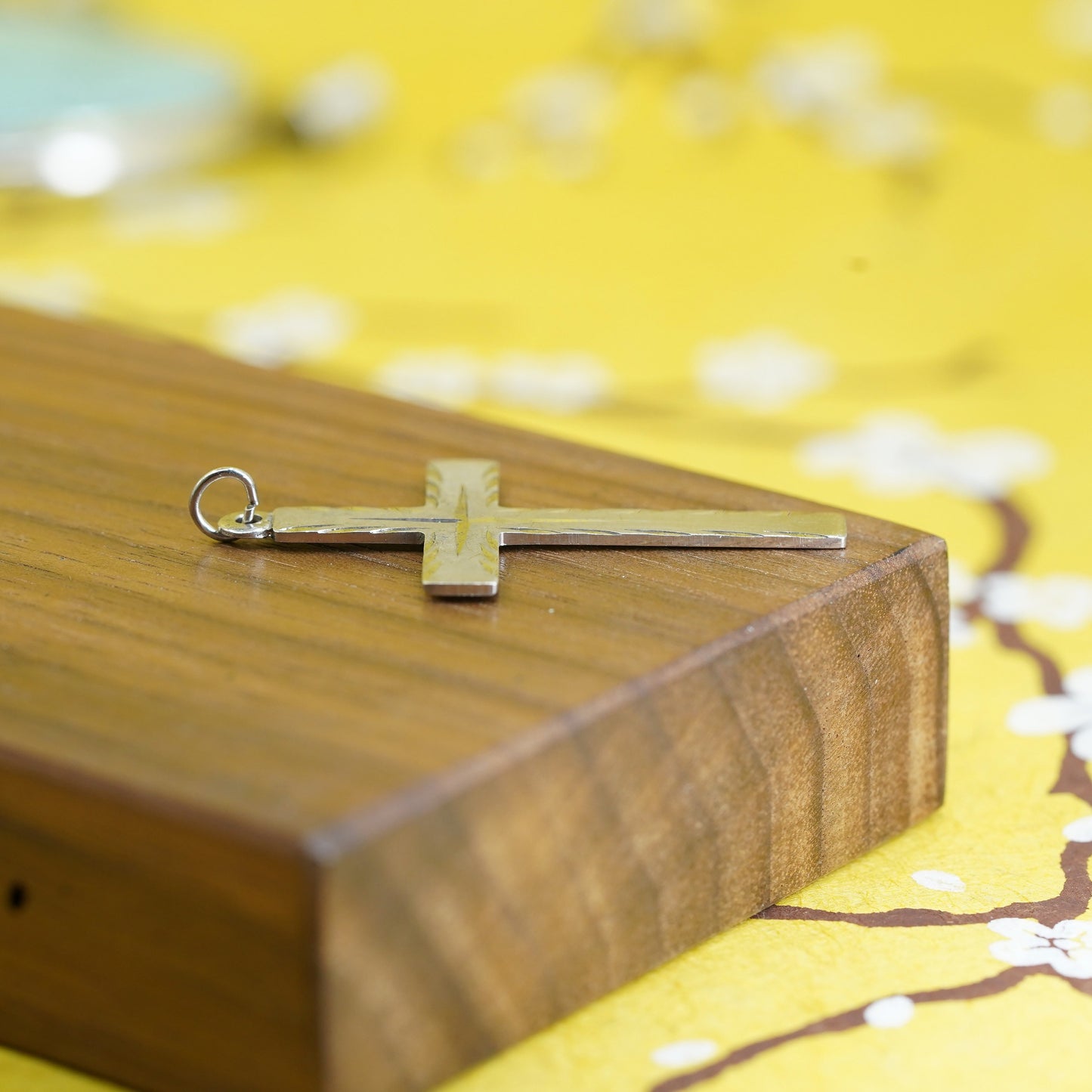 Vintage Sterling silver handmade pendant, 925 textured cross