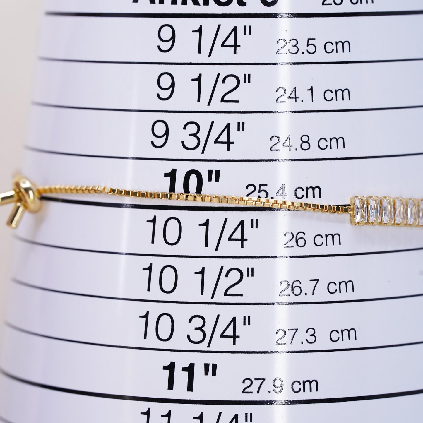 Size adjustable, yellow gold sterling silver bracelet, vermeil 925 box cz