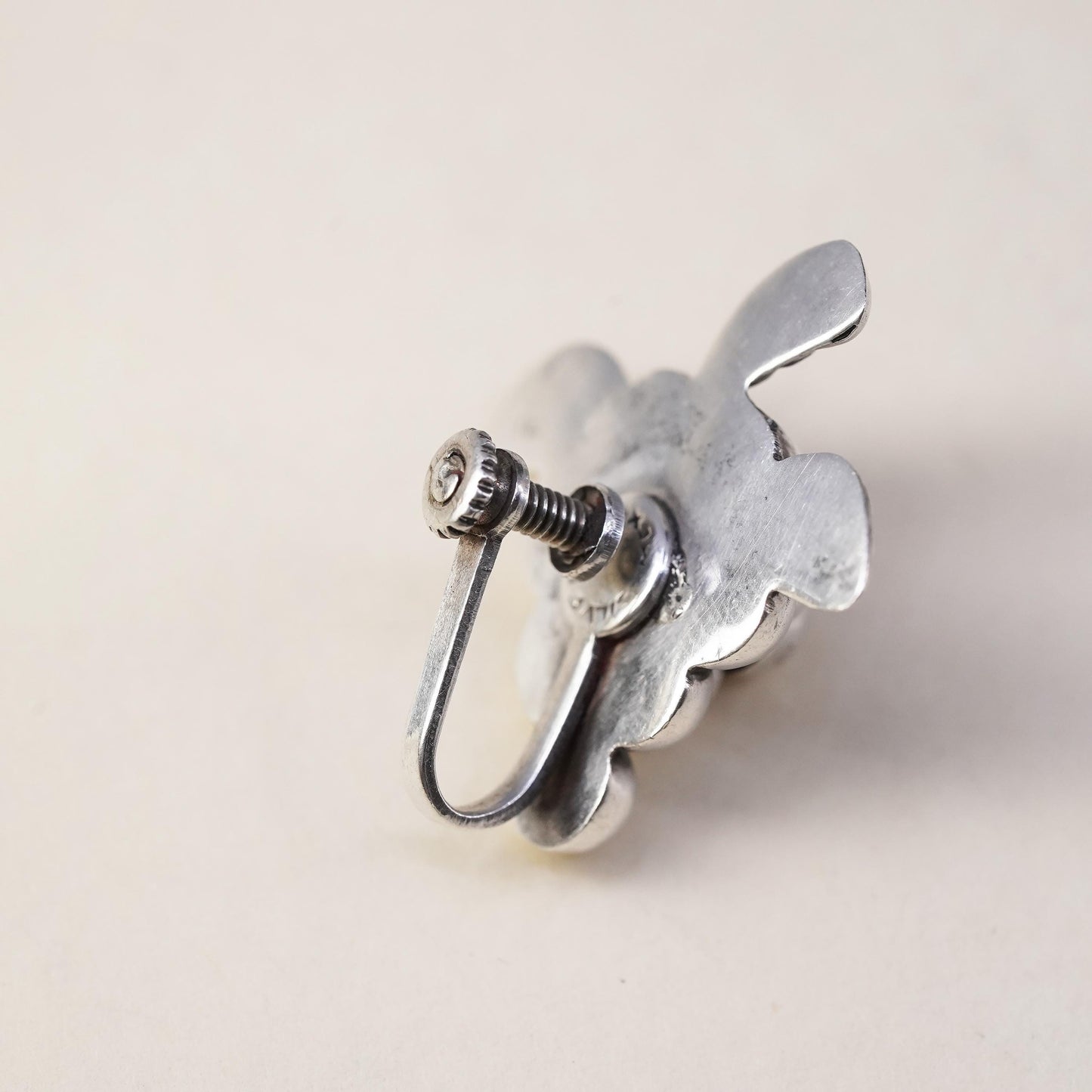 Vintage Mexican sterling silver single earring, 925 silver grape screw back