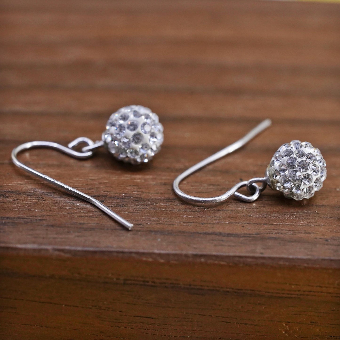 Vintage Sterling silver earrings, 925 drops with cluster Cz