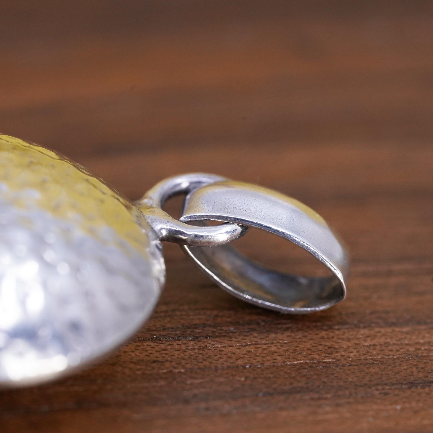 Vintage Sterling silver handmade pendant, puffy textured 925 circle