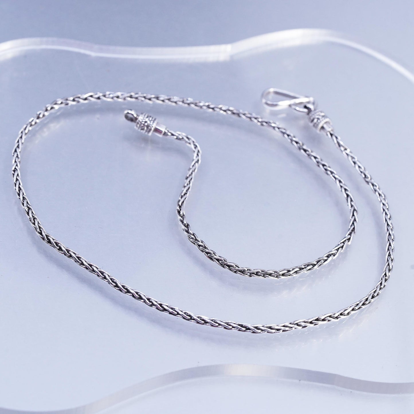 18" 3mm, vintage BA Suarti Sterling 925 silver handmade wheat chain necklace