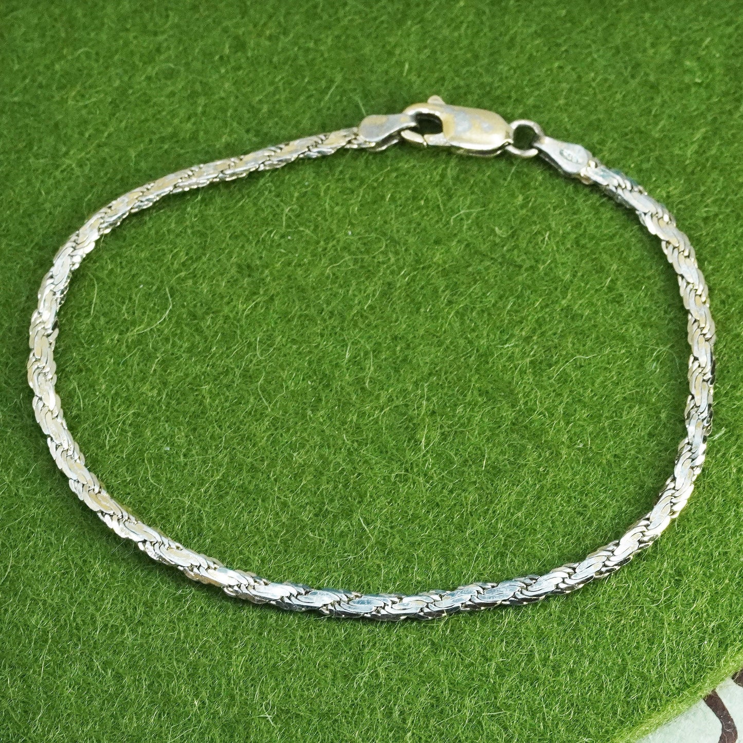 7.25”, vtg vermeil yellow gold over sterling 925 silver flatten curb bracelet