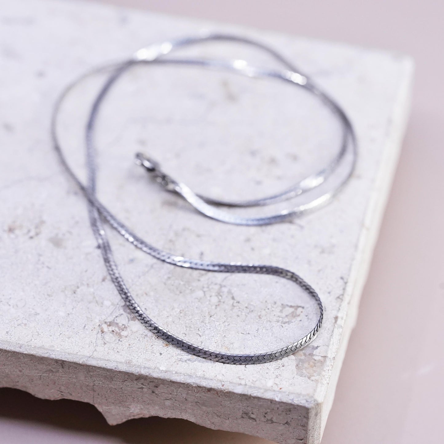 18" 2mm, vintage Sterling silver handmade chain, 925 herringbone necklace