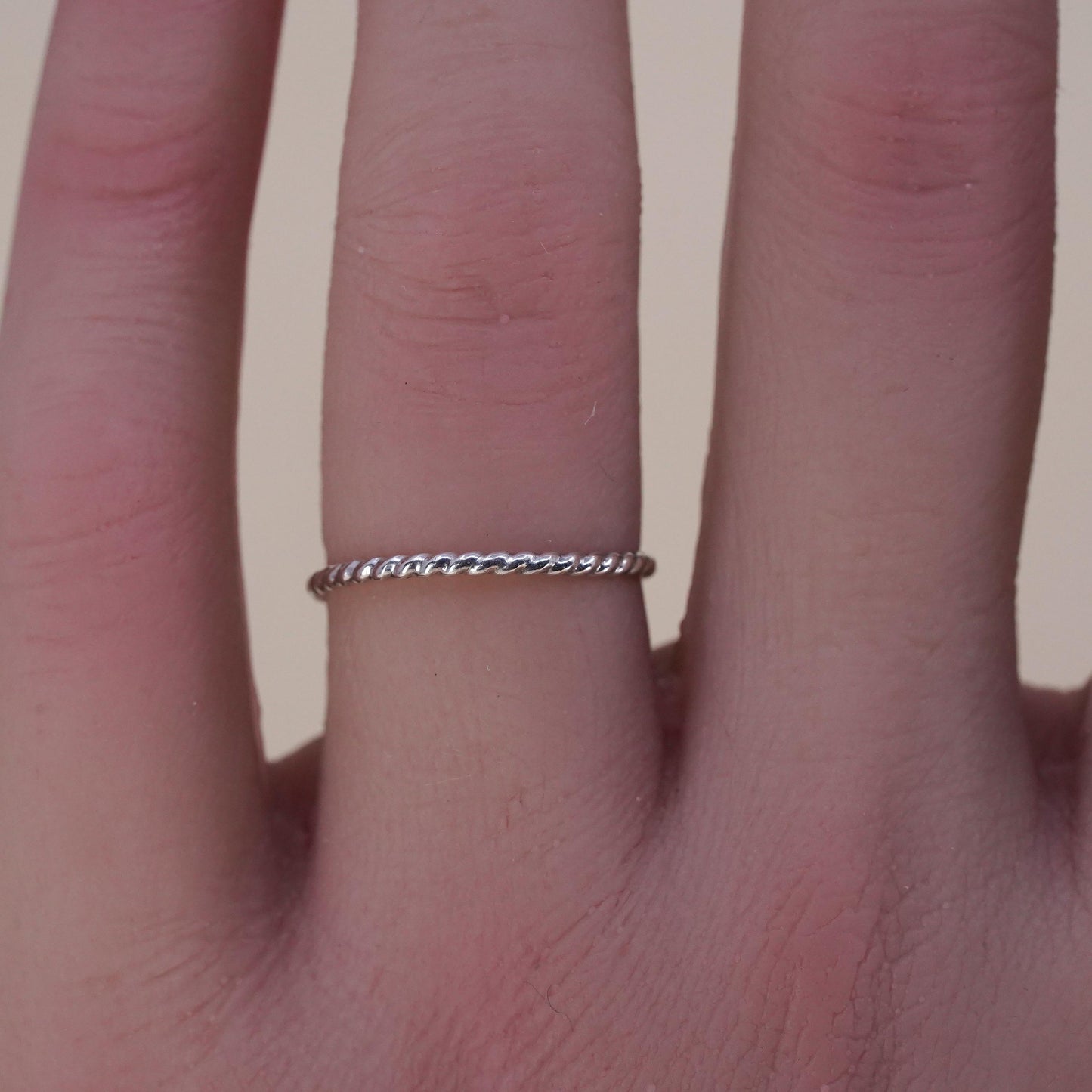 Size 6, vintage sterling silver handmade ring, 925 thin stackable band