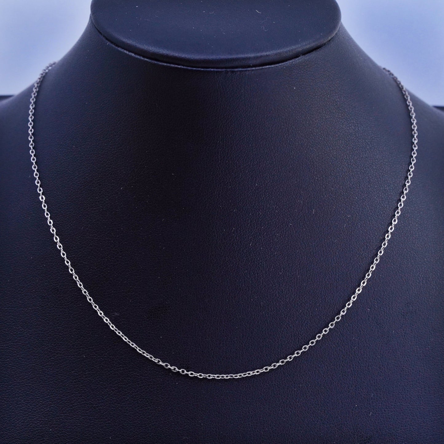 15” 1mm, vintage Italy Sterling 925 silver circle chain necklace