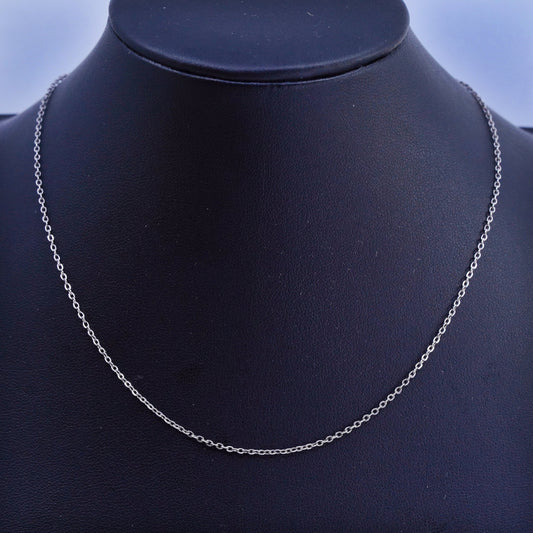 15” 1mm, vintage Italy Sterling 925 silver circle chain necklace
