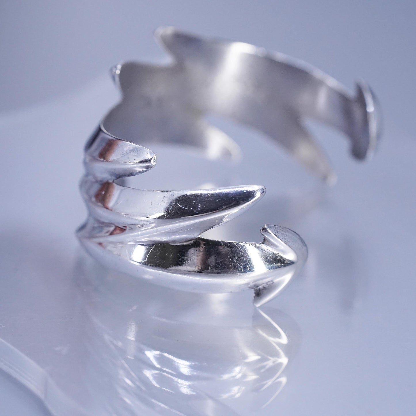 6.5”, Native American Atkinson Co Sterling 925 silver bracelet wide zigzag cuff