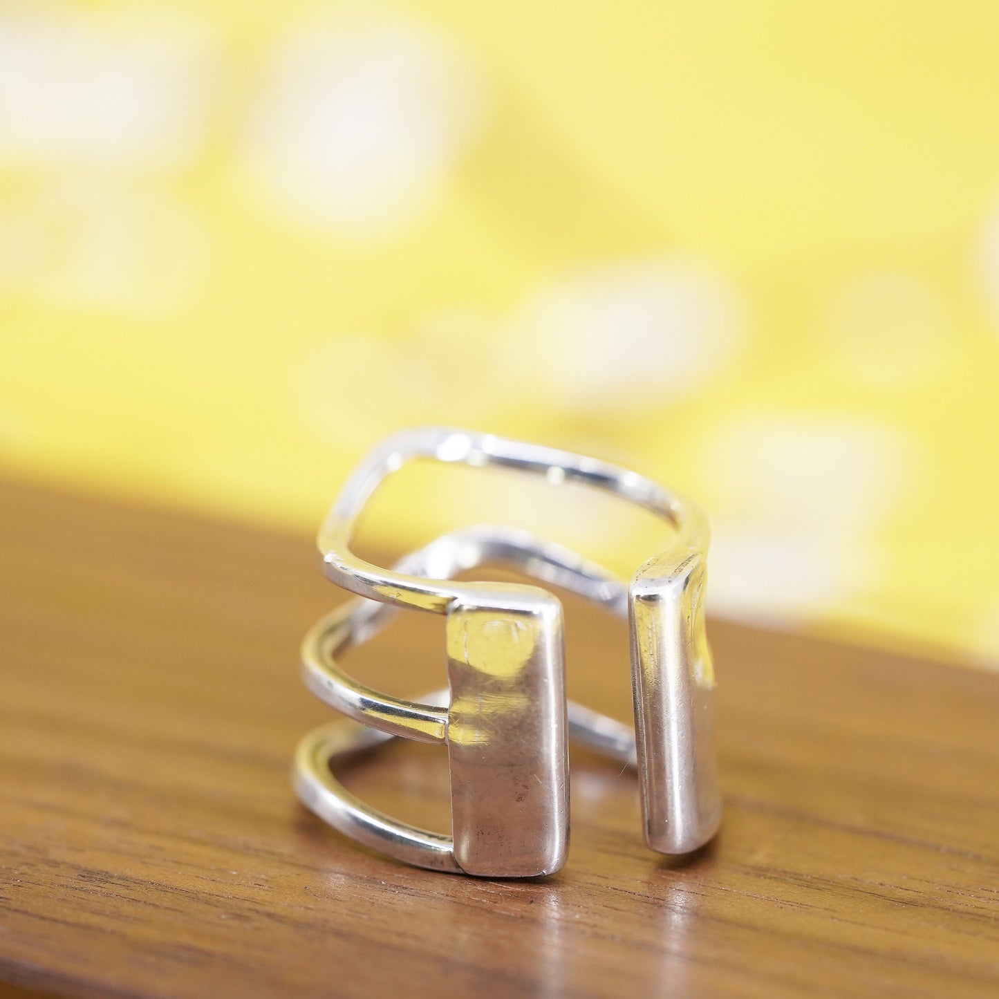 Size adjustable, vintage Sterling silver handmade ring, 925 band, open end