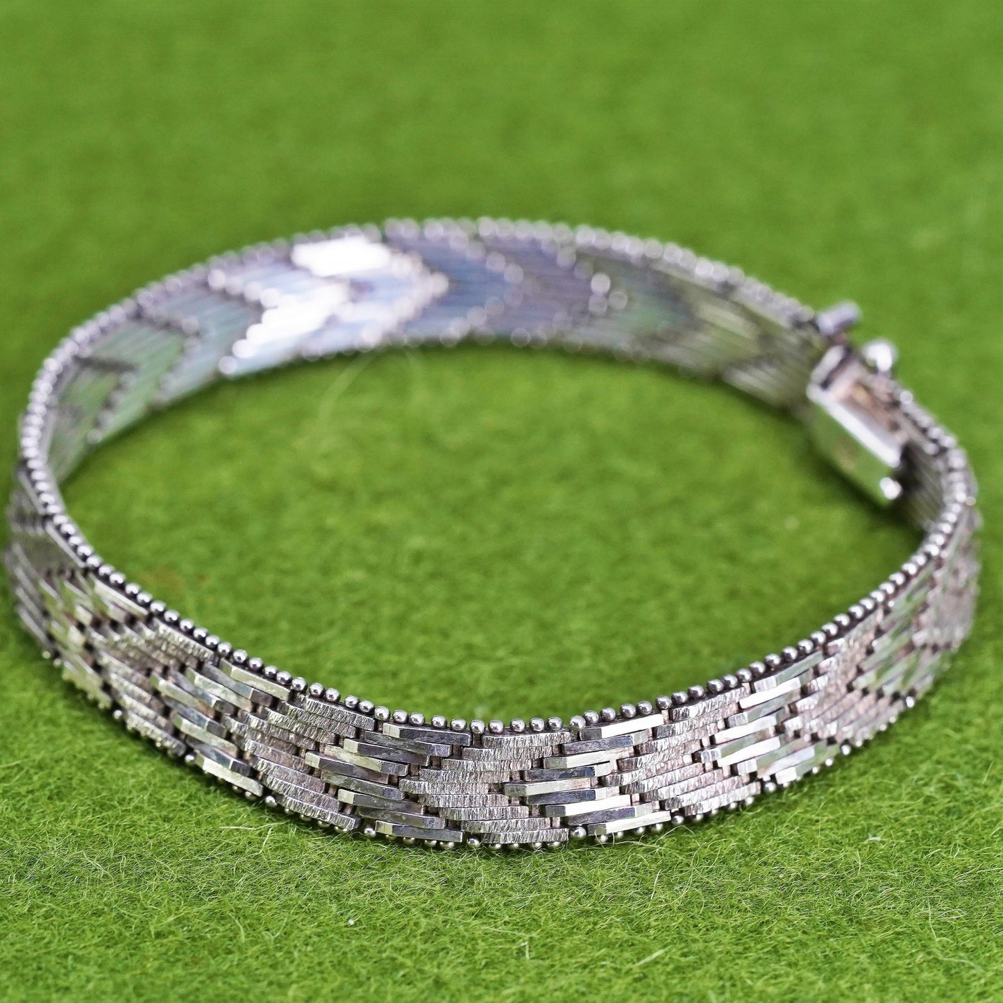 6.75", 8mm, Vintage sterling silver handmade bracelet, 925 silver Riccio chain