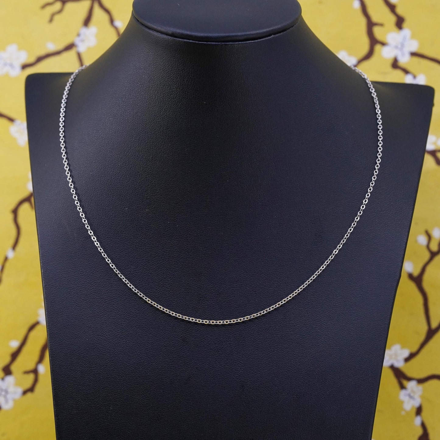 18" 1.6mm, vintage Sterling silver necklace, 925 flatten circle link chain