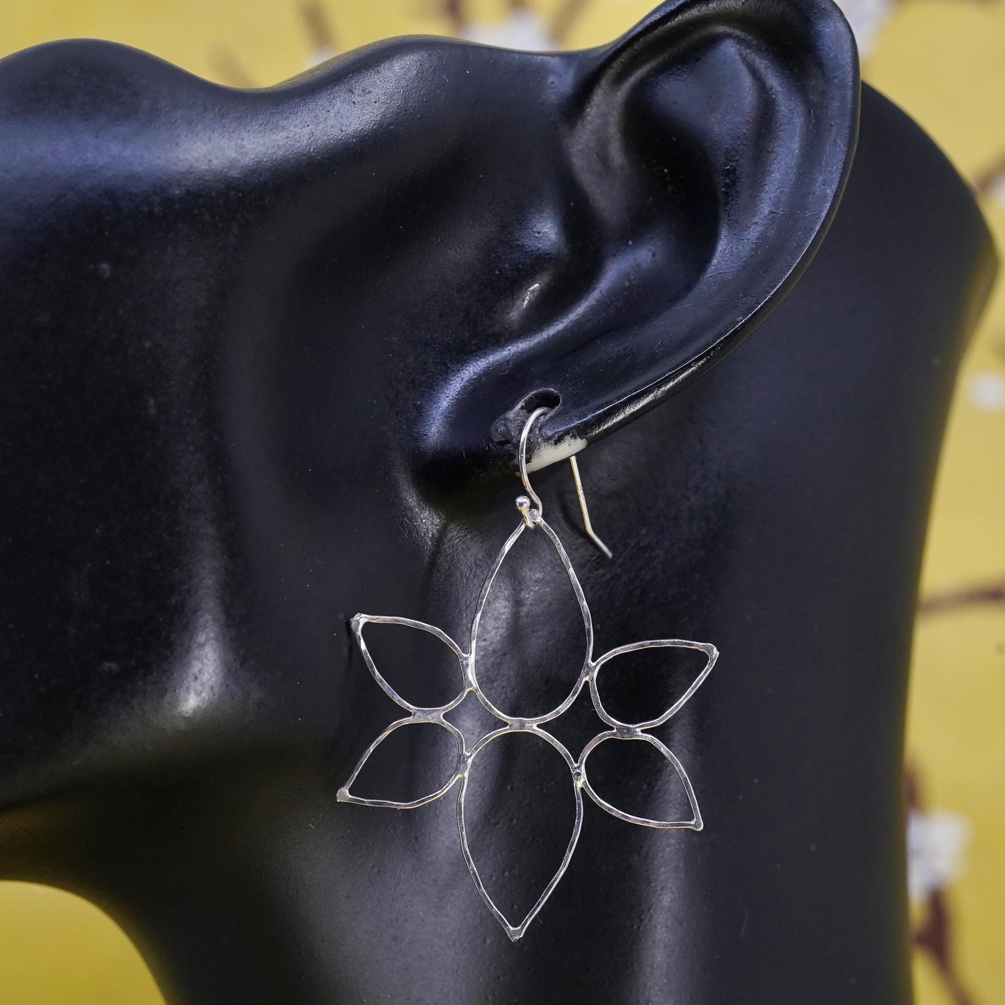 Vintage Sterling 925 silver handmade wired floral earrings