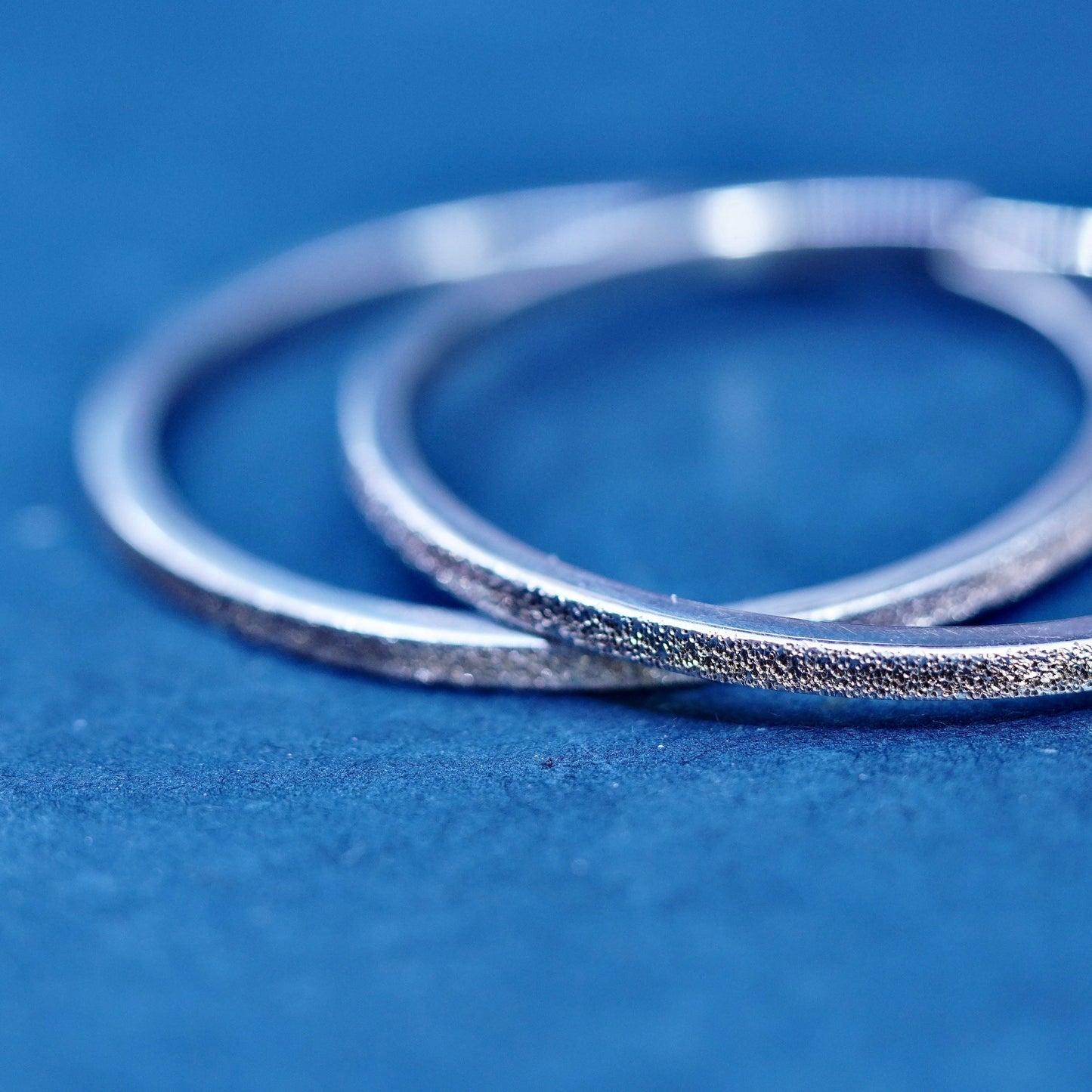 1.75”, vintage Sterling silver handmade hoop earrings, 925 huggie