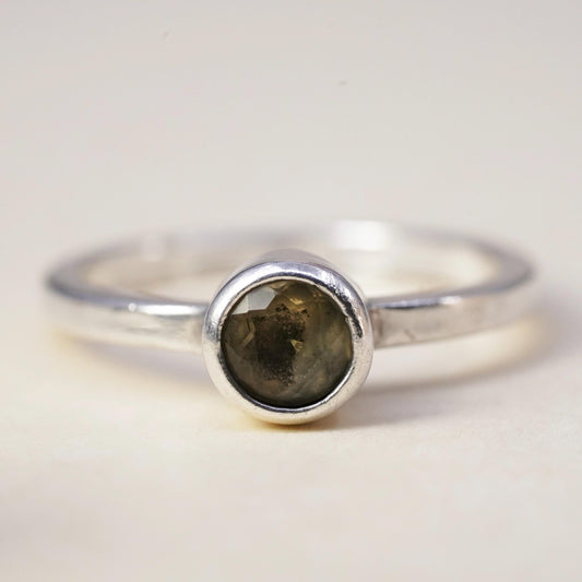 Size 5, vintage Sterling 925 silver ring, engagement stackable ring citrine