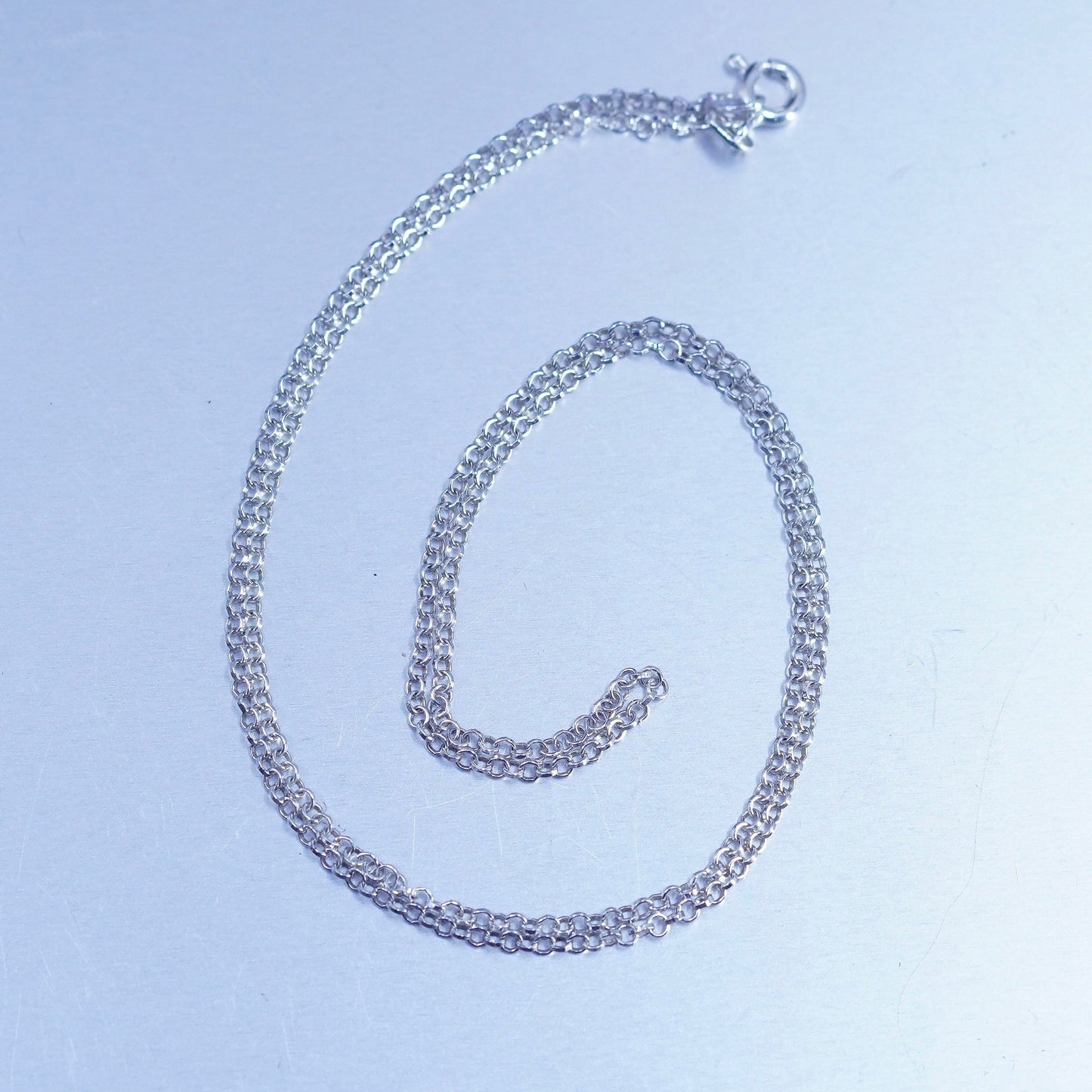 18” 1mm, vintage Italy Sterling 925 silver circle chain necklace