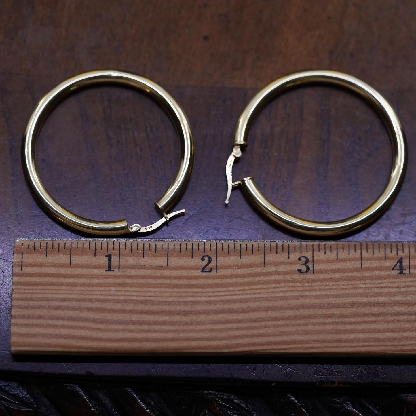 1.75", vermeil gold over Sterling silver earrings, 925 bold huggie hoops
