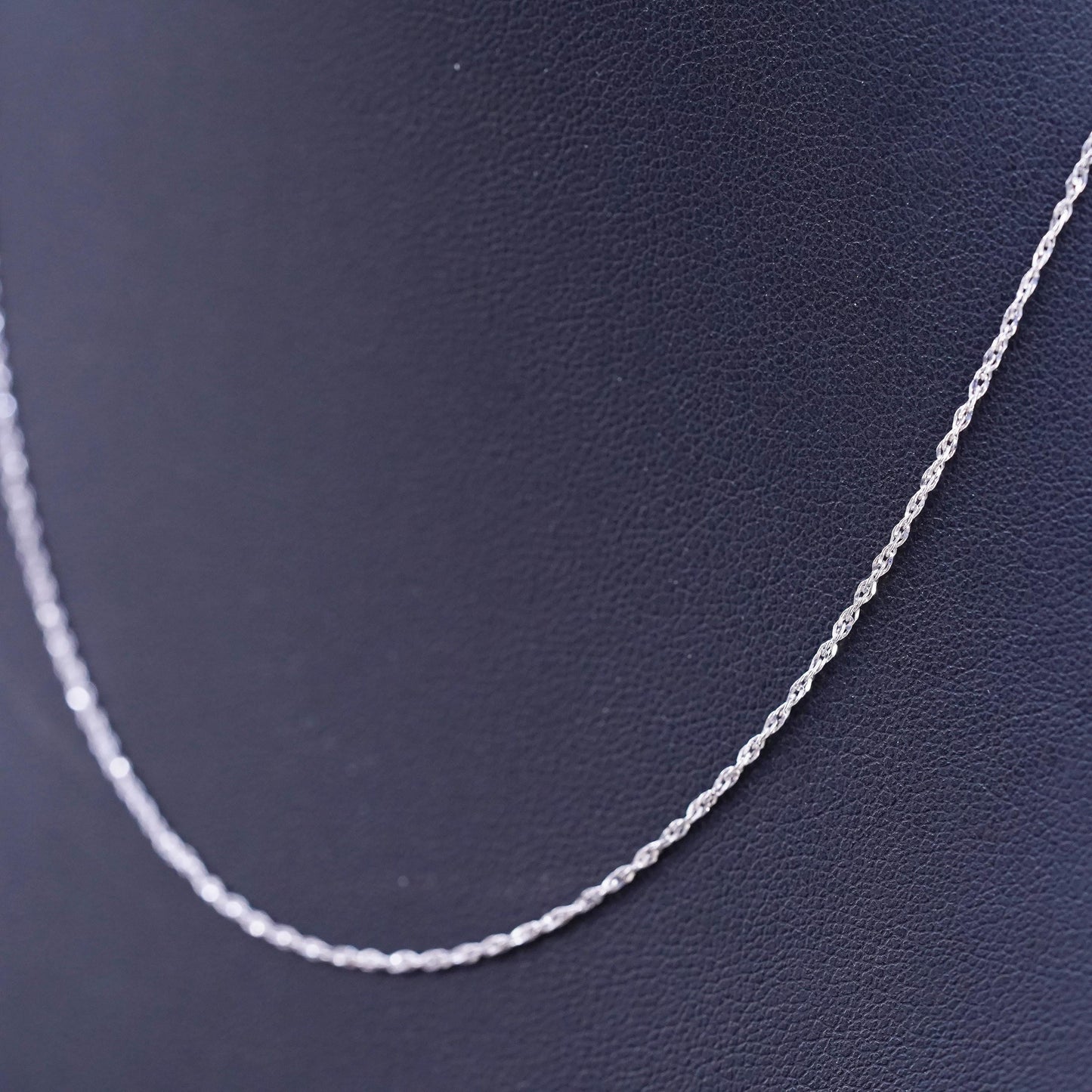 16", 1mm, Vintage Sterling silver necklace, twisted 925 chain