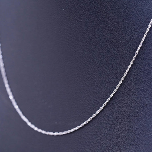 16", 1mm, Vintage Sterling silver necklace, twisted 925 chain