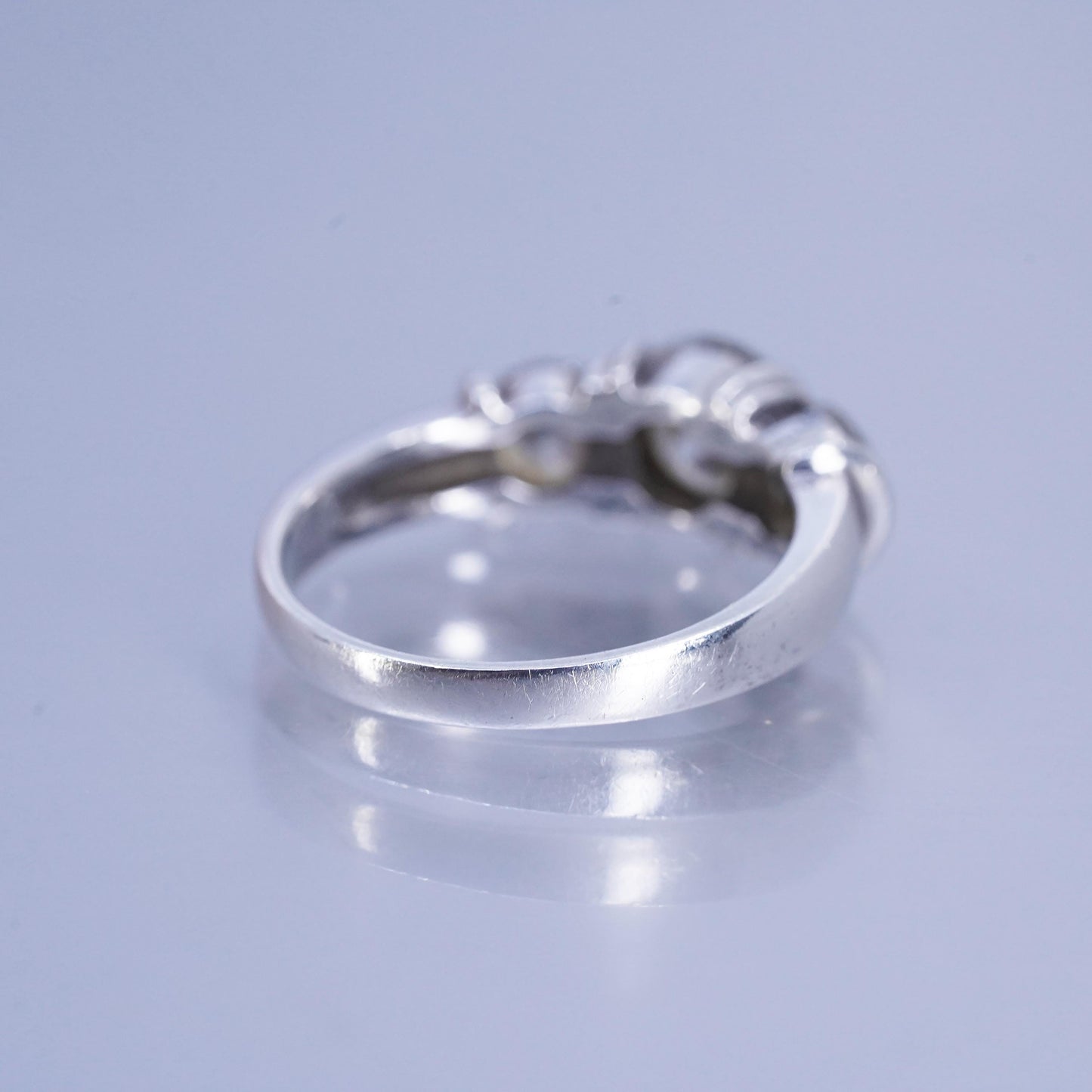Size 7, vintage Sterling 925 silver handmade engagement ring with cluster Cz