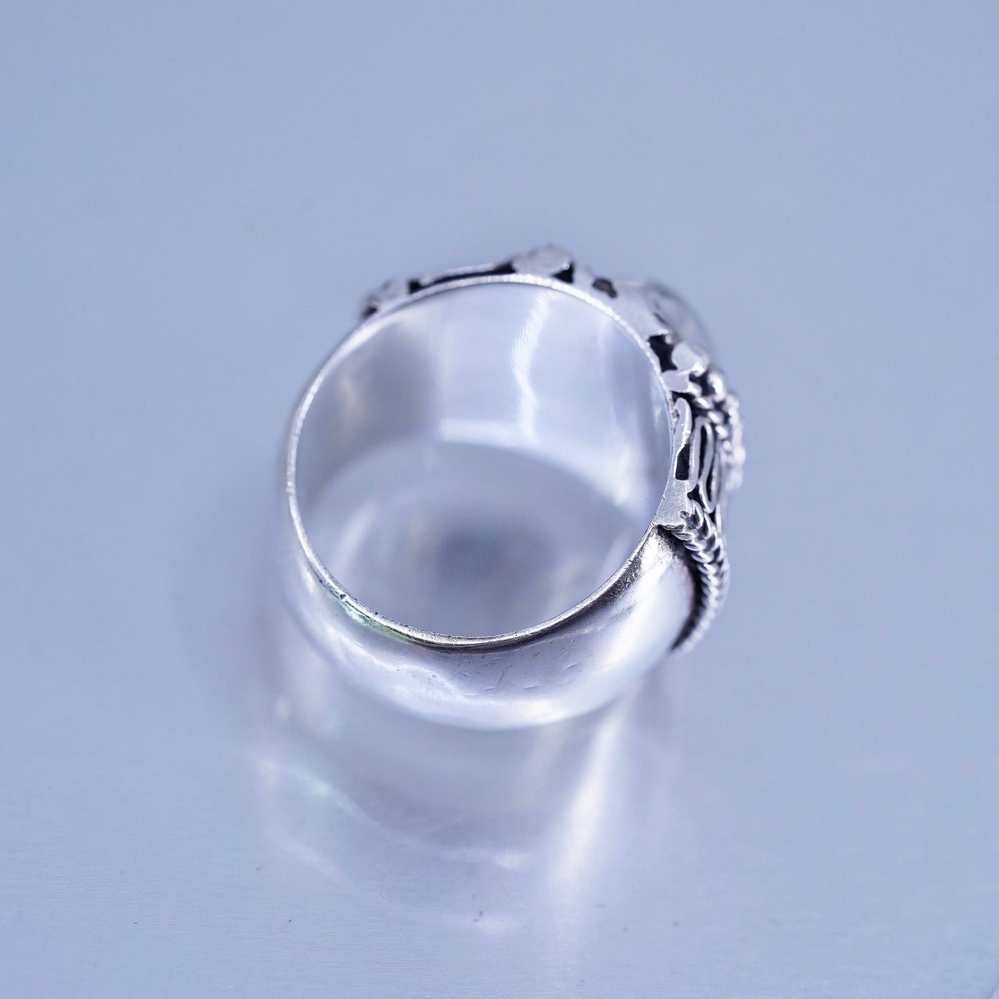 Size 7, vintage Mexico Sterling 925 silver handmade ring, beads band