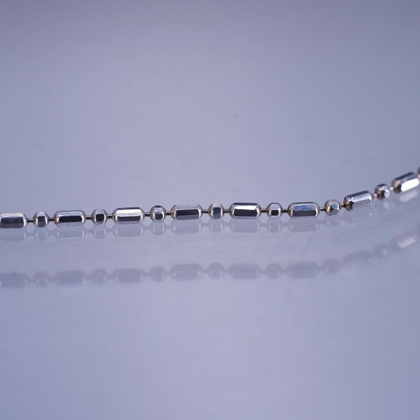 9”, VTG Italian Sterling 925 silver handmade bracelet, bar bead chain anklet