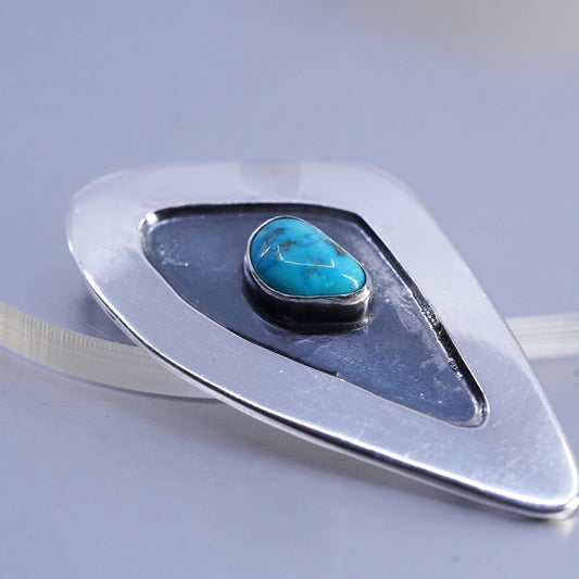Vintage Native American Sterling 925 silver oxidized pendant brooch turquoise
