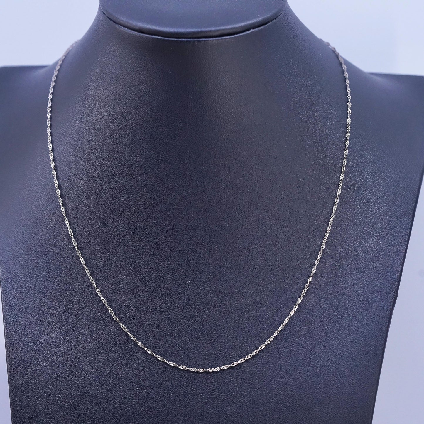 17” 1mm, Vintage Sterling silver necklace, twisted 925 chain