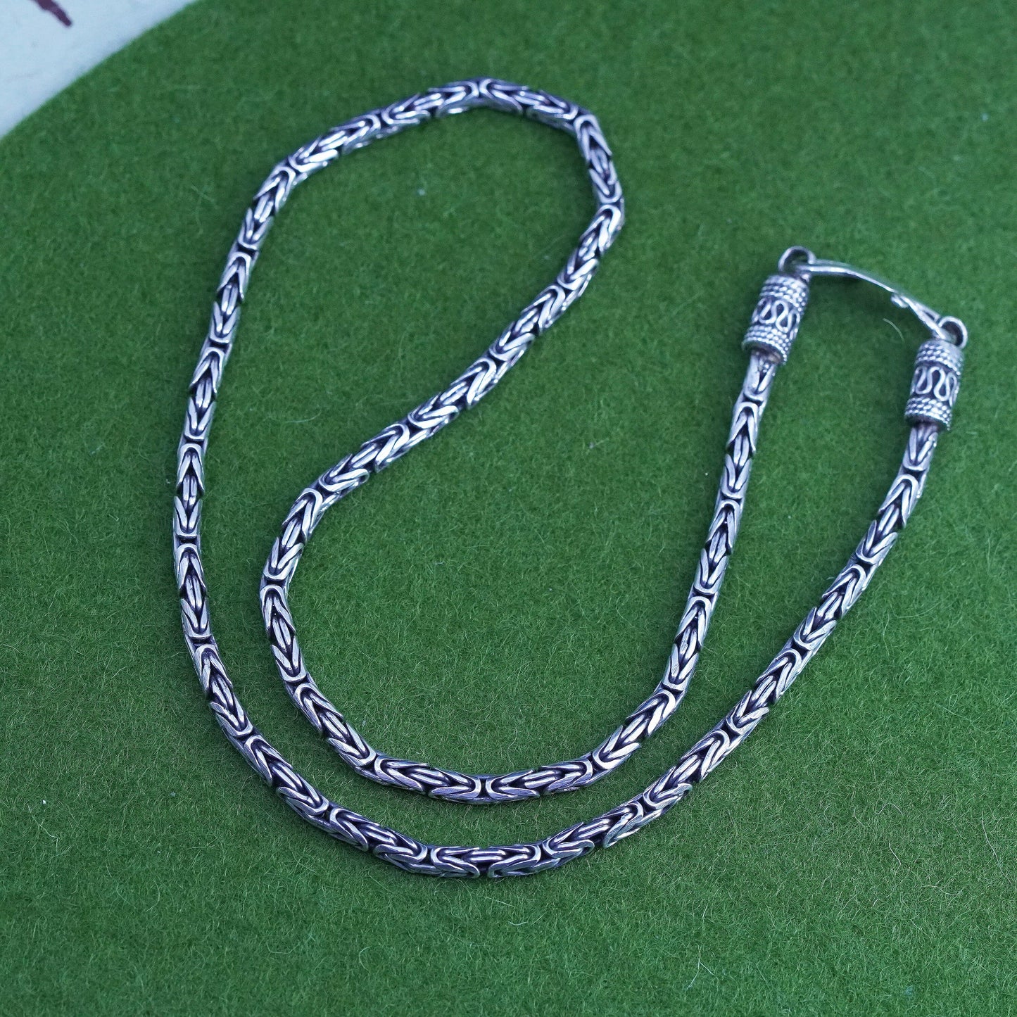 17", 4mm, vintage Sterling silver Birdcage chain, 925 Byzantine men’s necklace