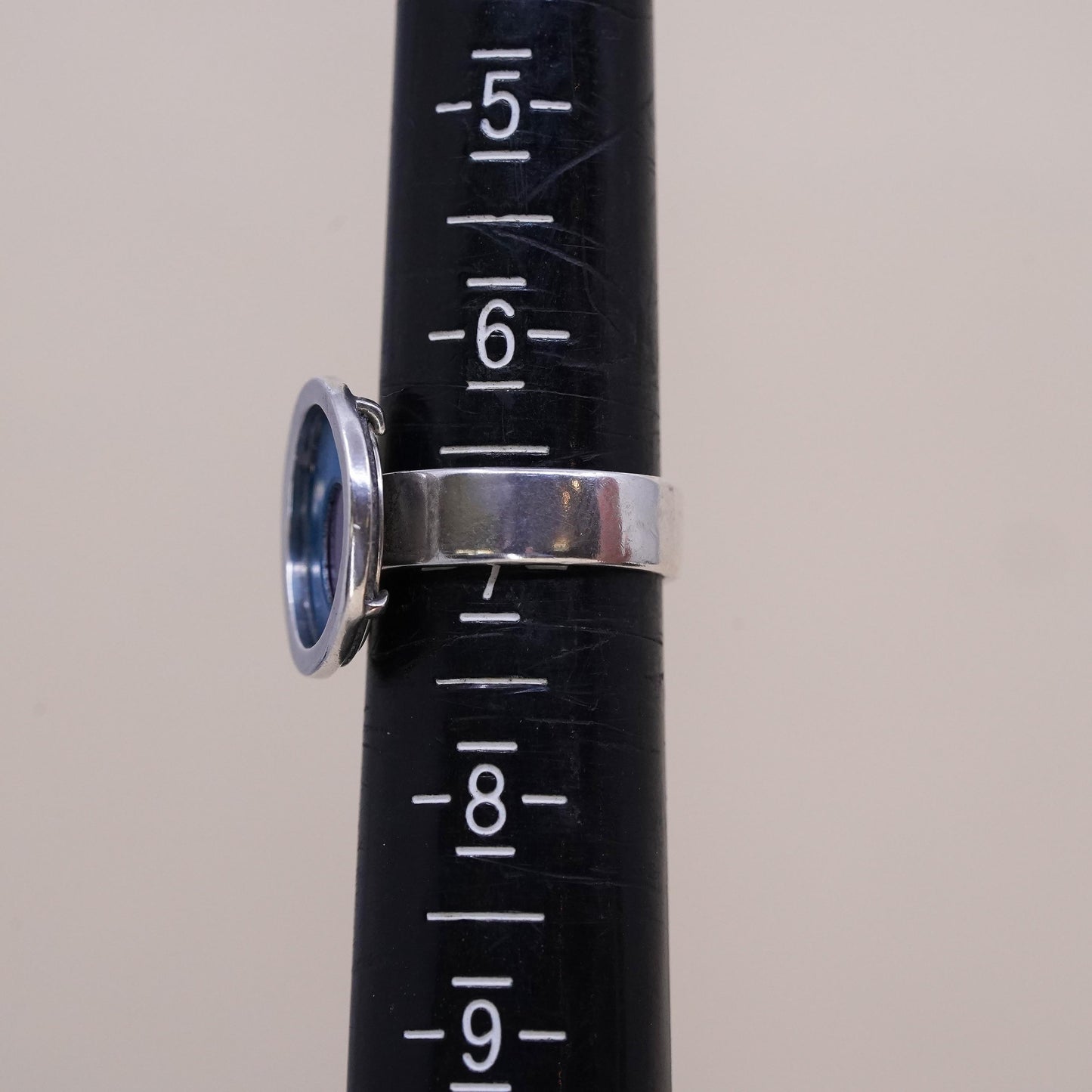 Size 6.5, VTG modern sterling silver handmade ring, 925 statement circle band