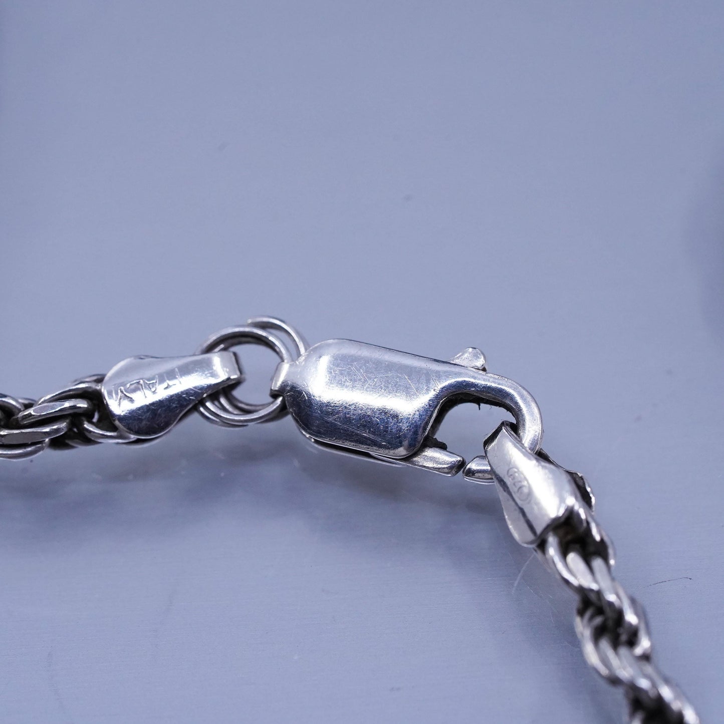 18” 4mm, vintage Sterling 925 silver bold diamond cut rope chain necklace