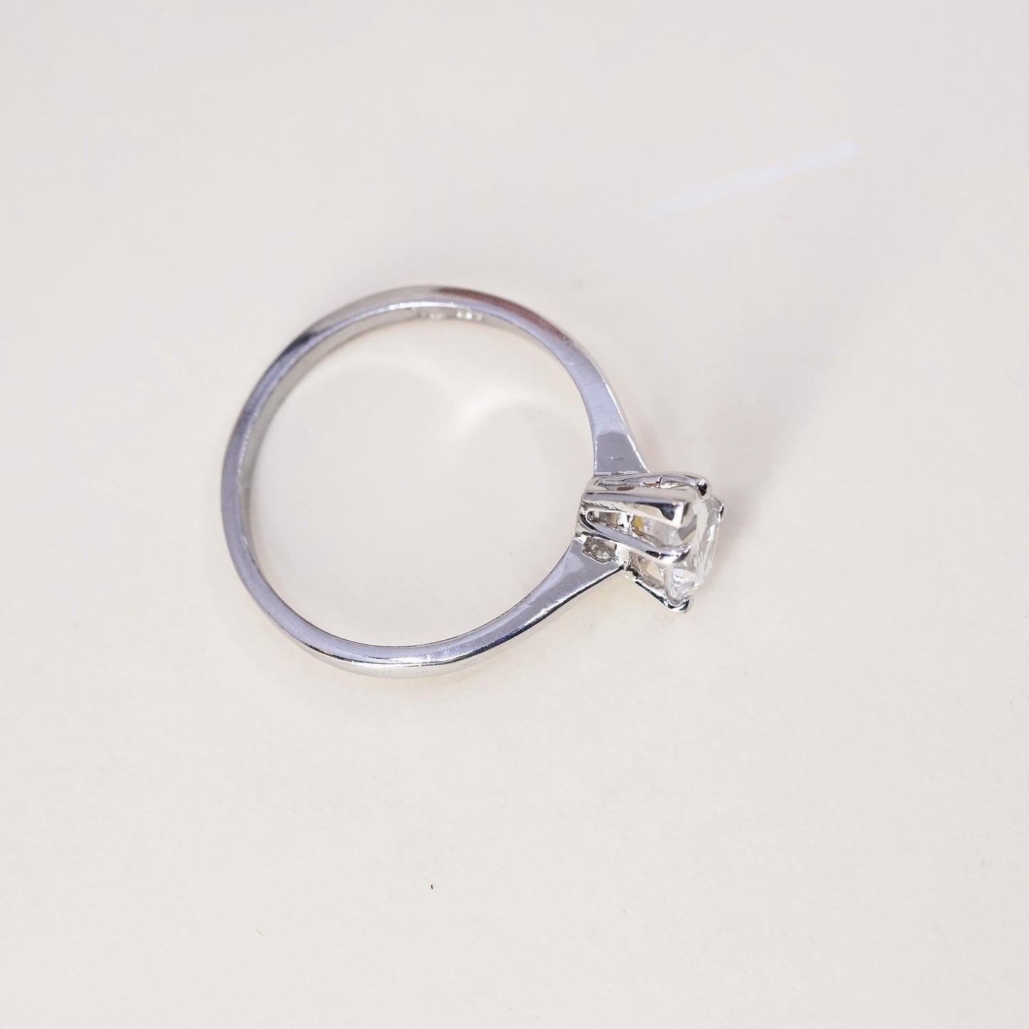 Size 6.75, Sterling silver ring, 925 silver w/ teardrop cut cz, engagement ring