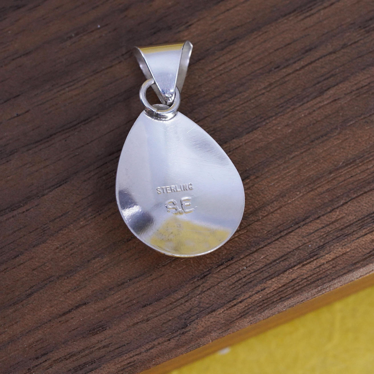 Native American Zuni Sterling silver pendant, 925 teardrop denim lapis lazuli