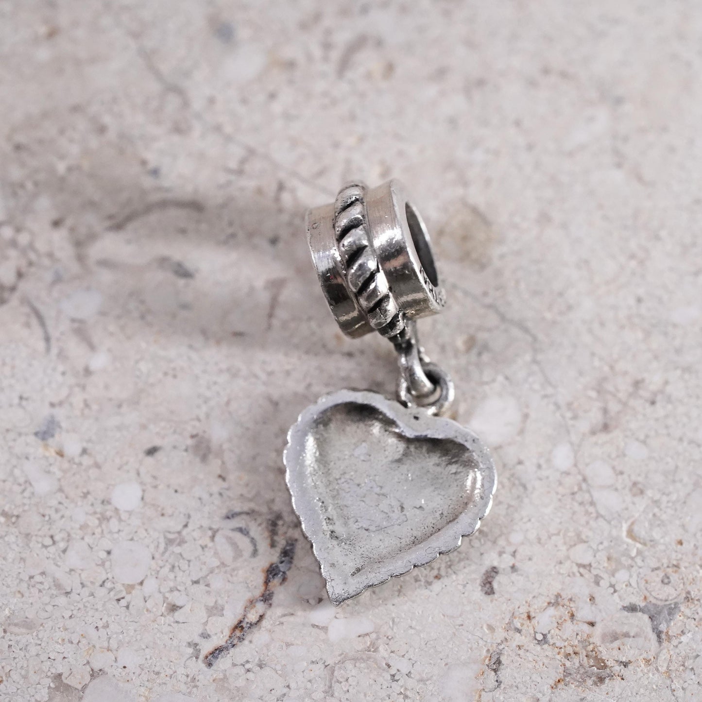 Vintage sterling silver handmade pendant, 925 heart charm