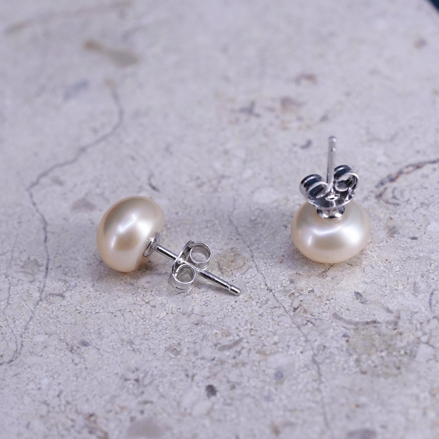 7mm, Sterling 925 silver with freshwater pearl studs earrings