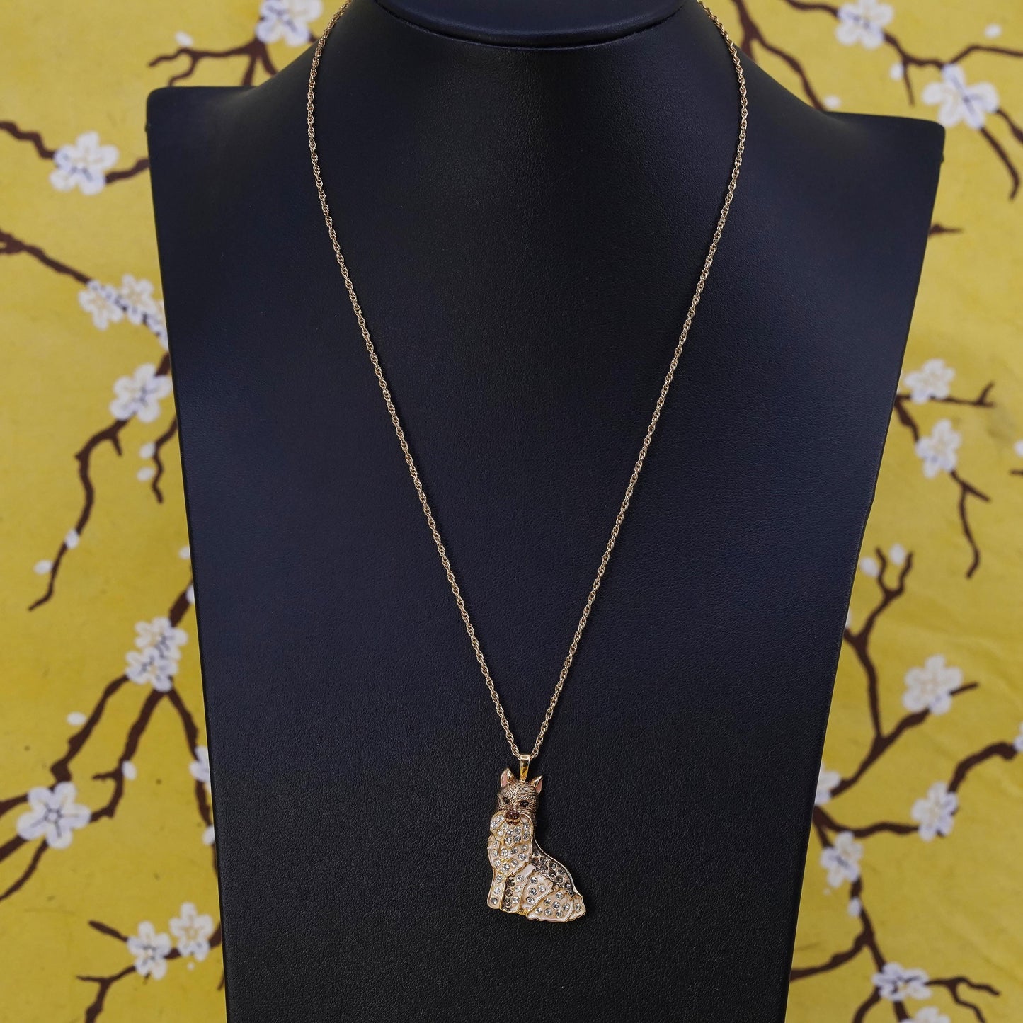 18” BGE vermeil yellow gold Sterling silver necklace, 925 Schnauzer dog pendant