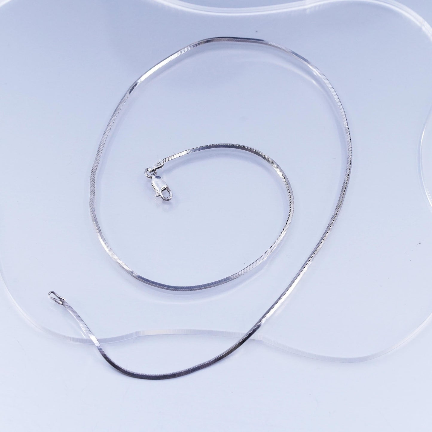 18” 1.6mm, vintage Sterling 925 silver square snake chain necklace