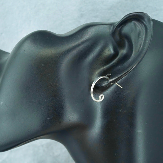 0.75”, vintage Sterling silver handmade earrings, modern 925 huggie studs
