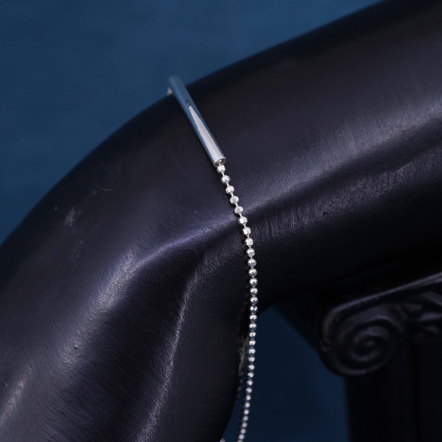 7", Sterling silver handmade bracelet, multi stands 925 beads chain and bar