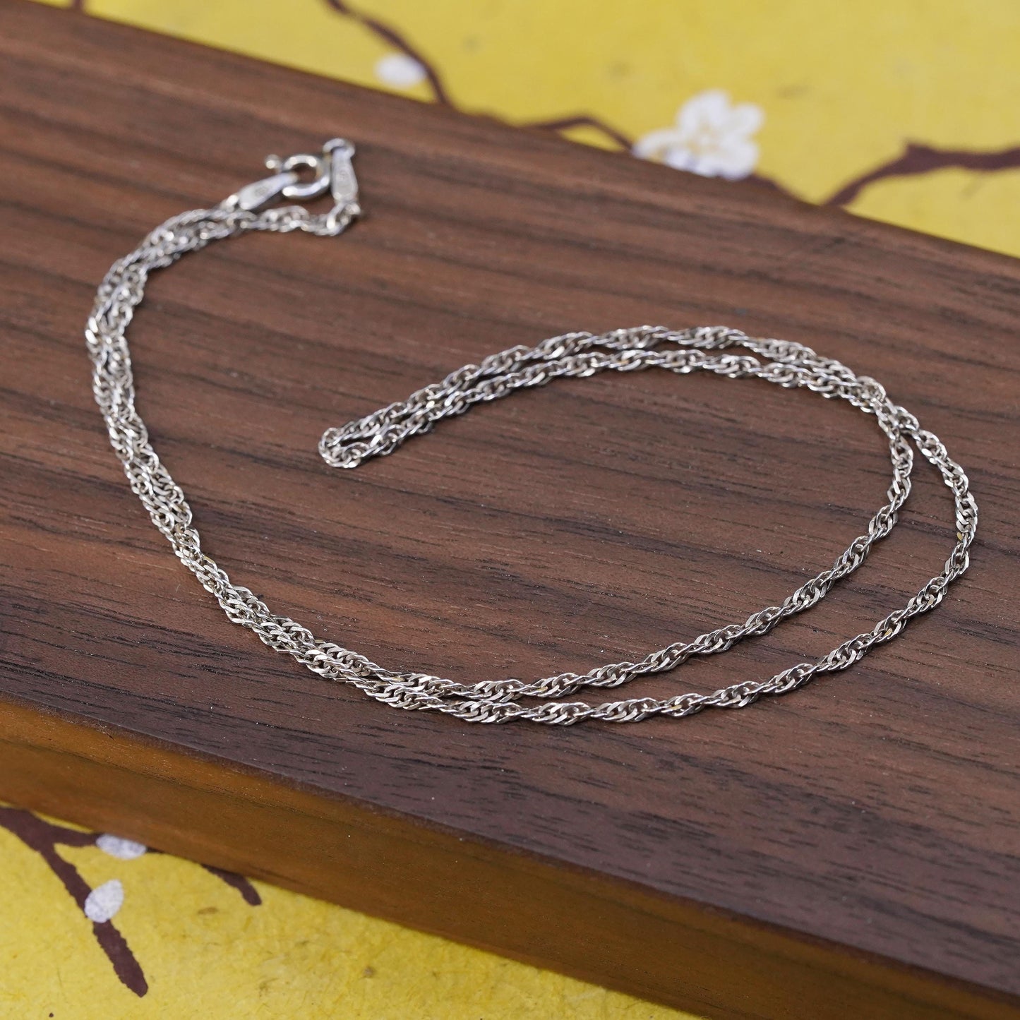 16" 2mm, vintage Sterling silver necklace, Italy 925 twisted curb chain