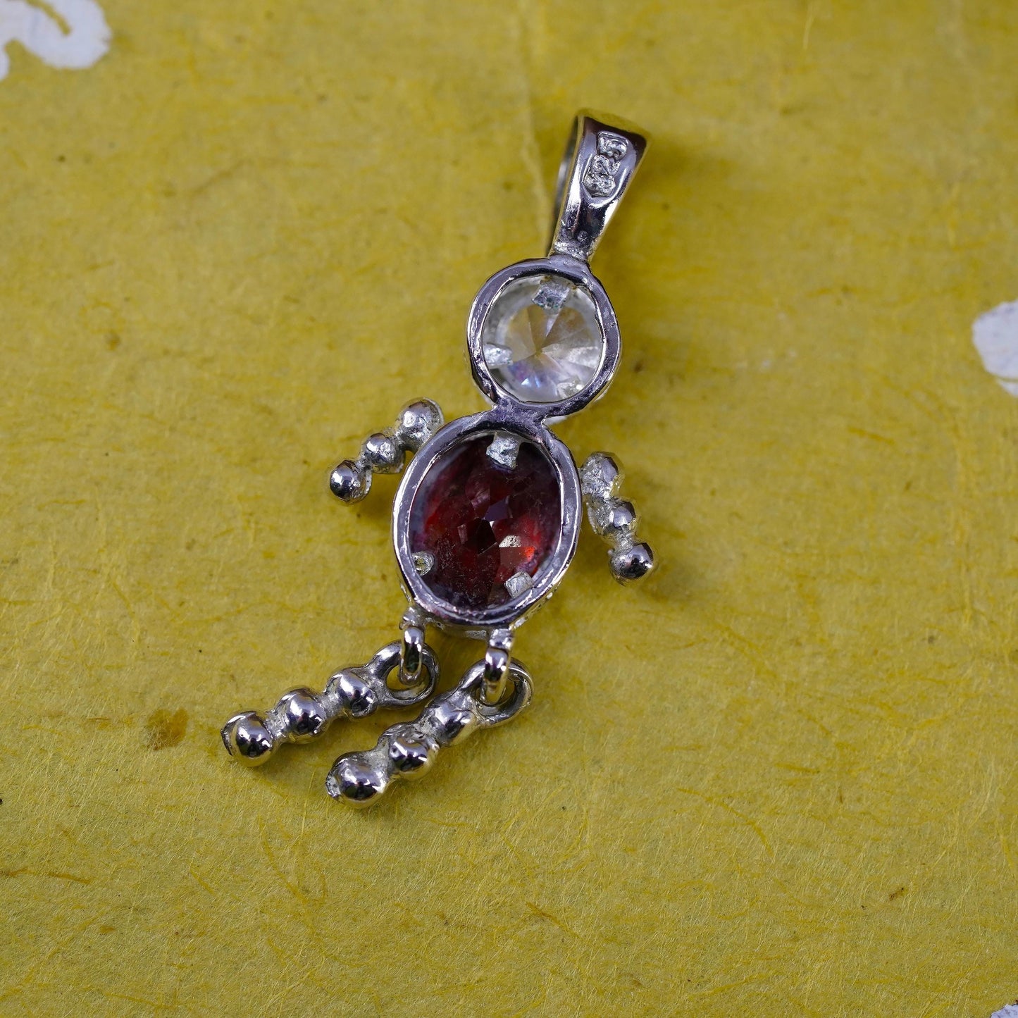 Vintage Sterling silver handmade pendant, 925 ruby boy
