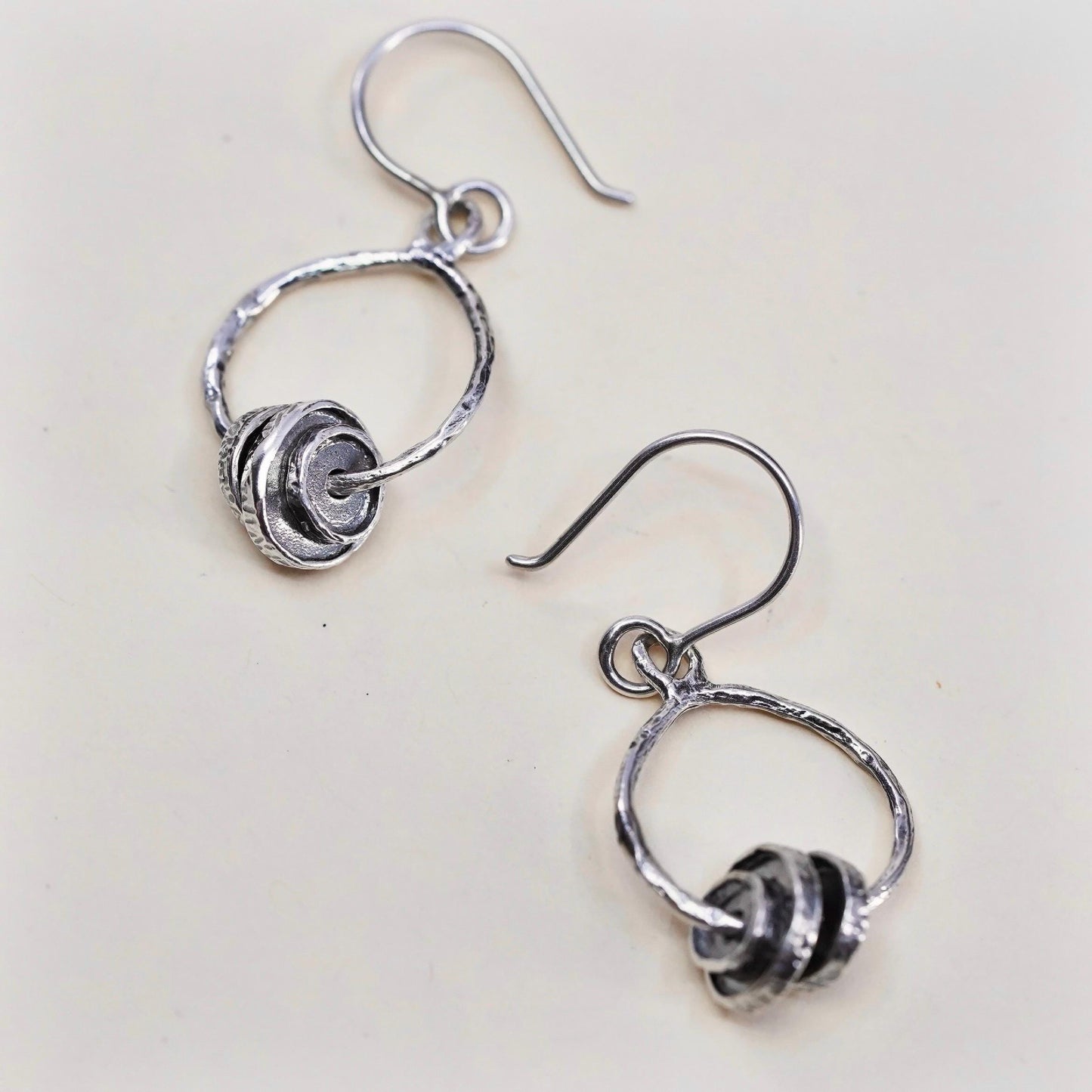 Vintage PZ Paz Israel Sterling Silver 925 hammered textured disc earrings beads