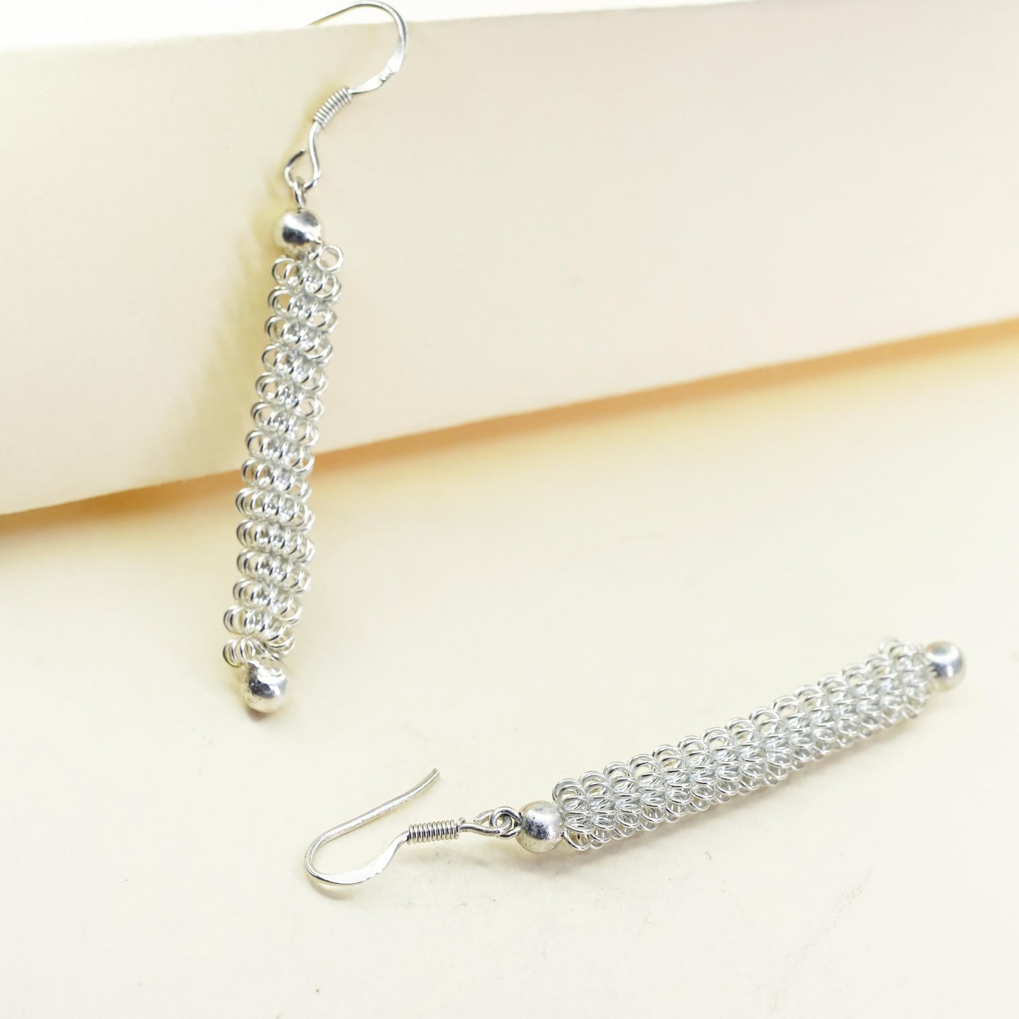 Vintage sterling silver earrings, 925 twisted dangles