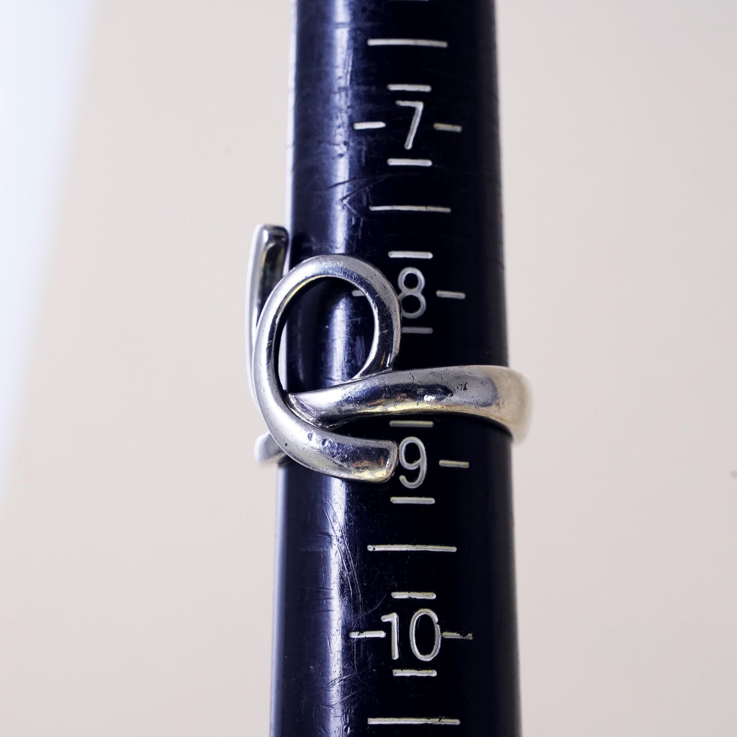 Size 8.5, Vintage sterling silver handmade spiral ring, 925 statement band